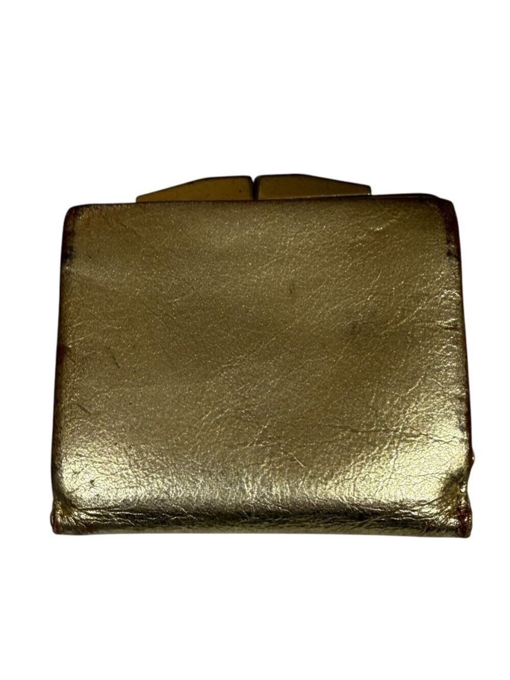 Solar West Germany Vintage Kiss Lock Gold Leather Womens Wallet Change Purse